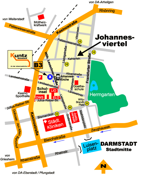 Lagerplan, Weg zur Schreinerei Luntz in Darmstadt